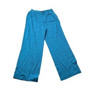 Versona Womens Modern Fit Wide-Leg Blue Pants Size 8 Lyocell